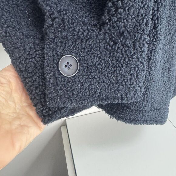 Good American 90's Contour Faux Shearling Jacket Oversized Midnight Blue 4xl 7/8 - Picture 11 of 12